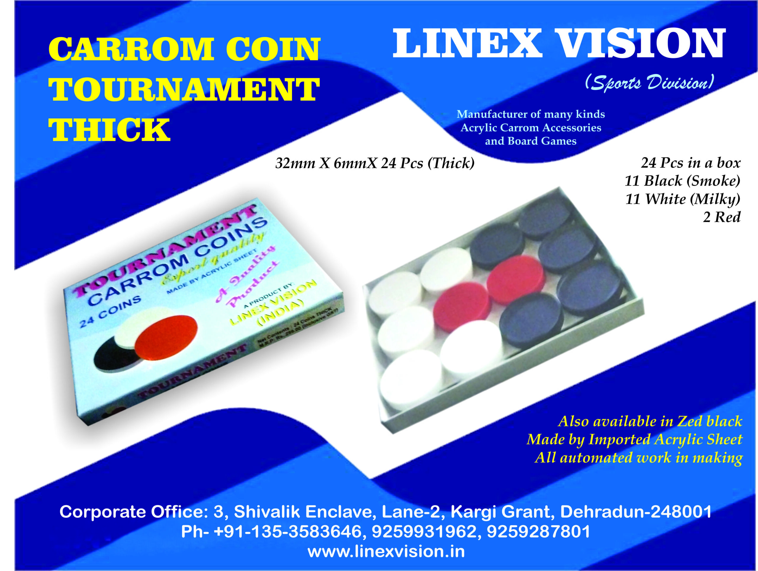Carrom Coins  Tournament Thick